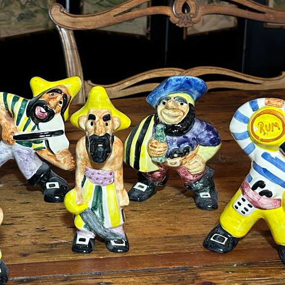 2 Vintage Shearwater Pottery Pirate Figures – Fat Drinking Pirate & Thin Pirate - Picture 1 of 7